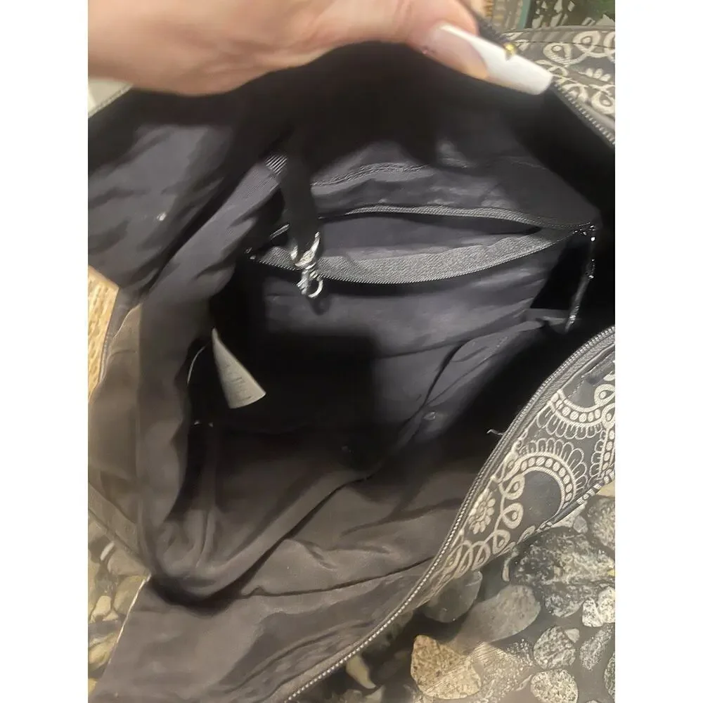 Petunia Pickle Bottom Boxy Backpack Diaper Bag Black Gray Yellow Embroidery​​​ - Picture 8 of 10